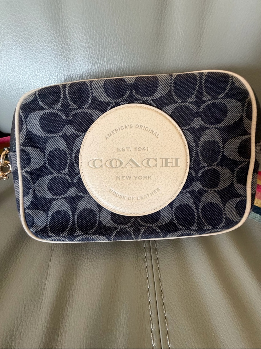 Coach Black Signature Canvas Crossbody with Cream Logo Patch